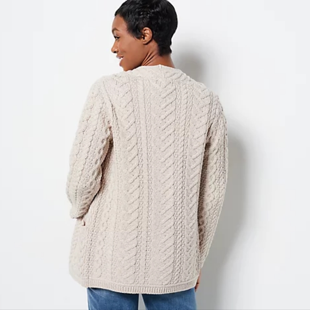 Aran Crafts 100% Irish wool cardigan Grey - Picture 3 of 7